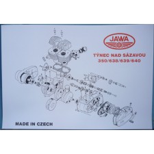 POSTER - ENGINE JAWA 350/638,639,640 - ( 98 X 65CM ) - (LARGE, SPECIAL POSTER PAPER)